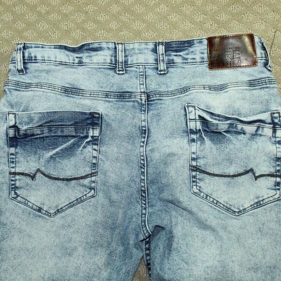 Bare Denim Men's 34x31 Skinny Acid Wash Blue Jeans - Picture 4 of 7